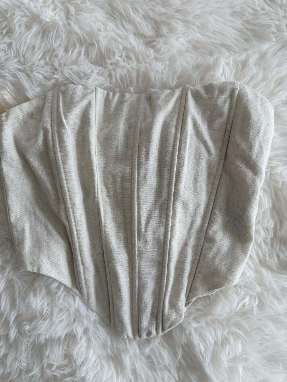 Windsor Linen-Blend Pointed Hem Corset Top, Size S